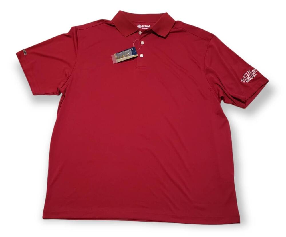 PGA Authentic Performance Red Polo Short Sleeved Shirt - Size Large